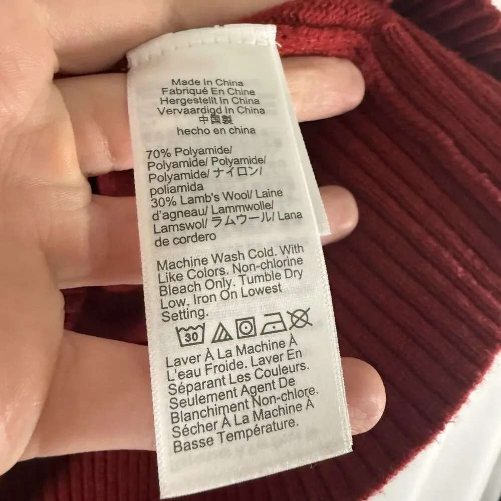 J. Crew Lambswool Blend Sweater Men's Large Red Knit Crew Neck Long Sleeve